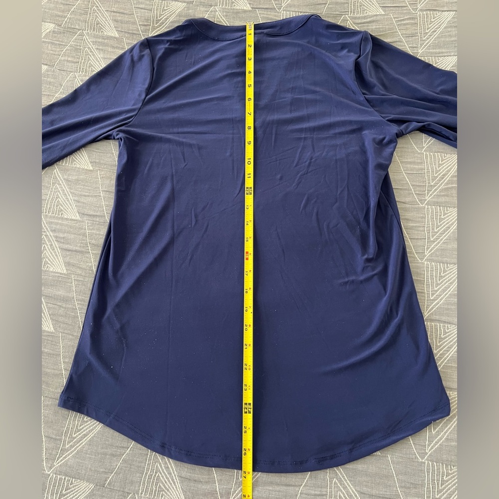 NEW JONES NEW YORK SIGNATURE Navy Blue Knit Blouse Top Sz Small / New with Tags - Picture 7 of 11